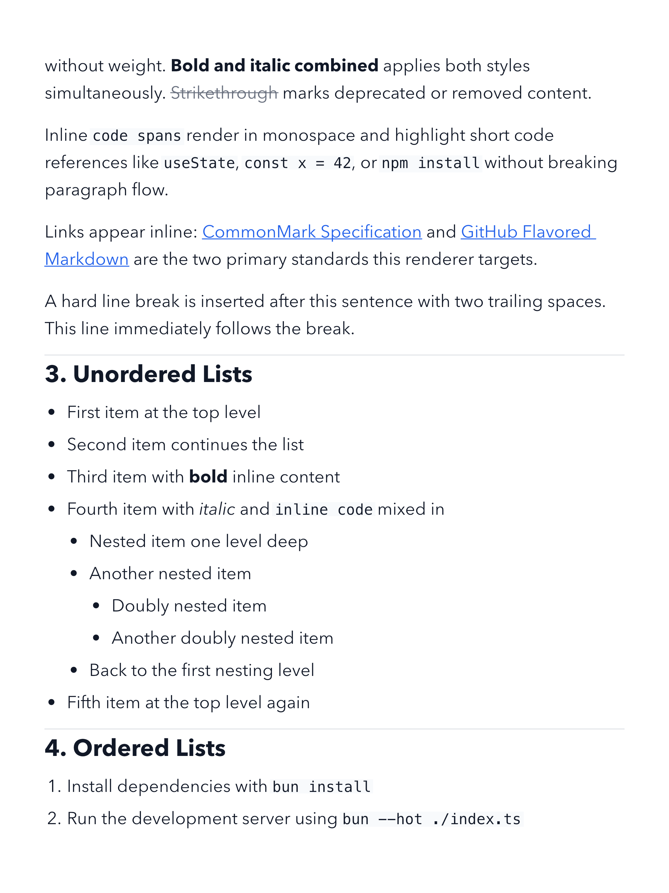 Inline styles and lists